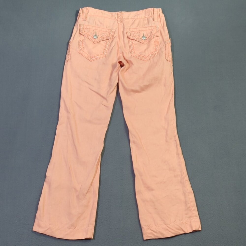 Miss Me Pant's Women's S Pink Linen Mid Rise Wide Cargo Flap Pocket - Picture 3 of 14